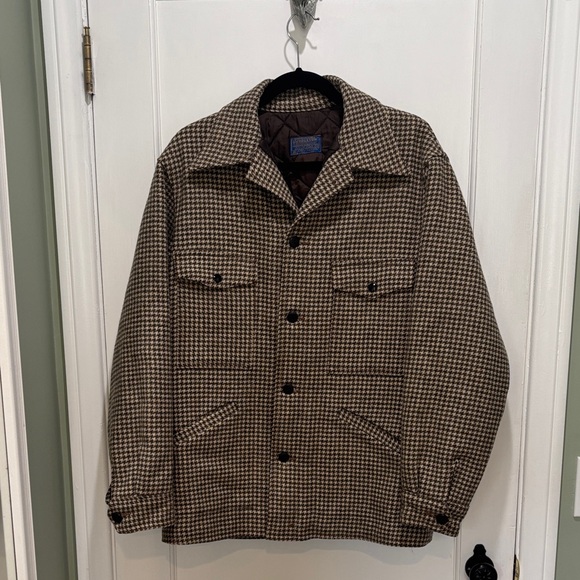 Pendleton Other - Vintage Pendleton Brown Houndstooth Quilted lining shacket medium